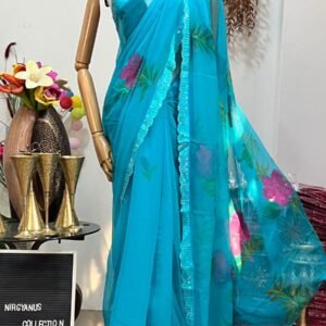 Chiffon Sari Brush Print with Swarovski (with blouse)