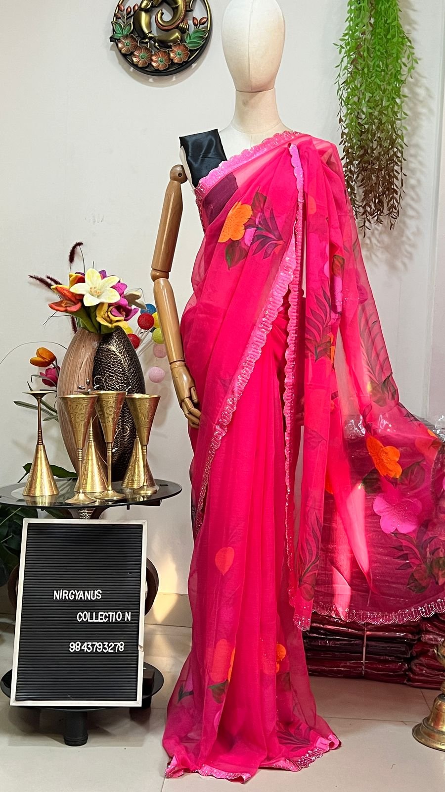 Chiffon Sari Brush Print with Swarovski (with blouse) - Image 12