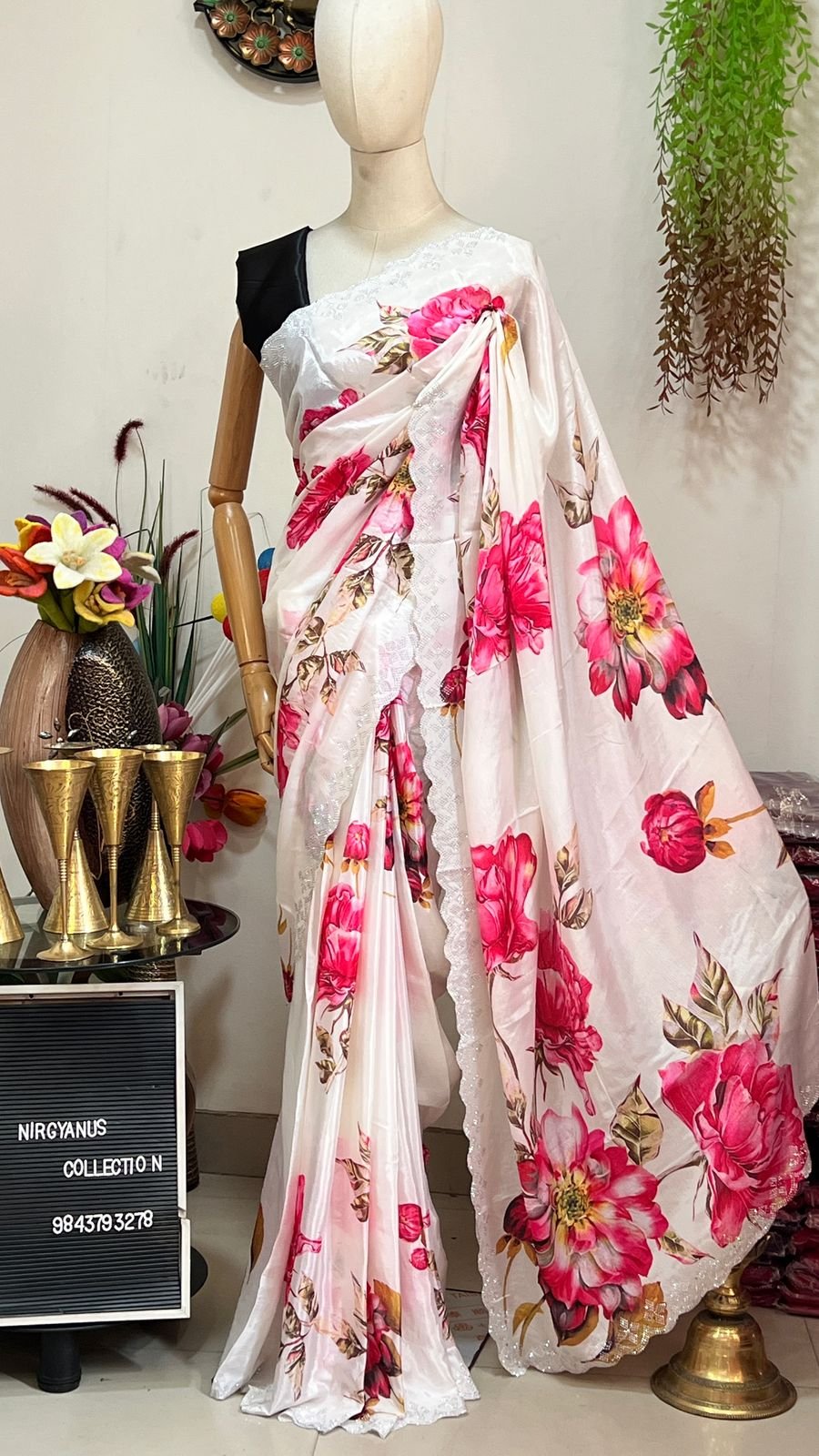 Satin Silk Sari with Swarovski (with blouse)